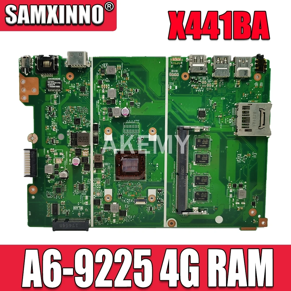 Akemy Pre ASUS X441BA Laotop Doske X441B X441BA 90NB0I00-R00031 Doska s A6-9225 CPU 4G RAM