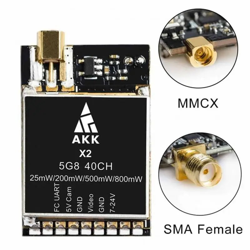 AKK X2 SMA/X2P SMA /MMCX 25mW/200mW/500mW/800mW 5.8 GHz 37CH FPV Vysielač & Smart Audio OSD JAMY Režim Pre RC Modelov, Náhradných dielov