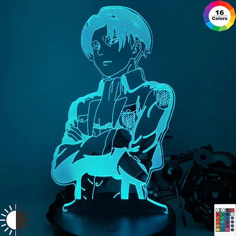 Akryl stolná Lampa Anime Útok na Titan pre Domáce Izba Dekor Light Cool Kluk Dieťa Darček Kapitán Levi Ackermana Obrázok Nočné Osvetlenie