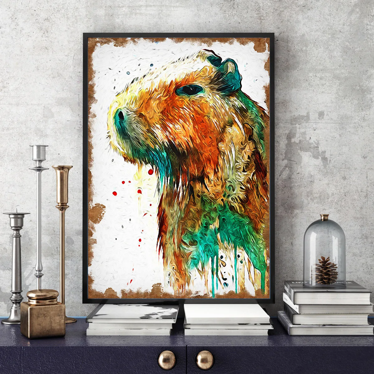 Akvarel Zvierat Maliarske Plátno Farebné capybara Múr Umenia Plagátu a Tlačí Fotografie pre Domova Obývacej Miestnosti Dekorácie