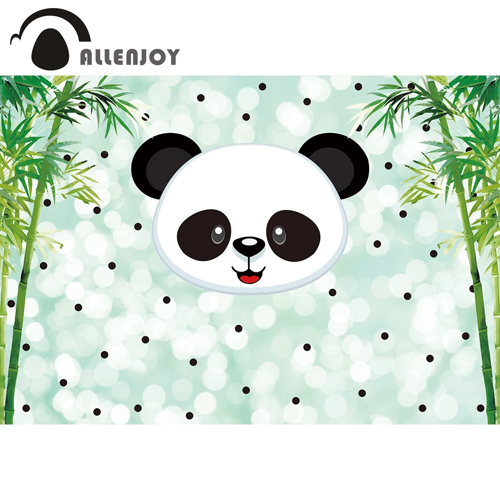 Allenjoy Narodeniny Pozadí Deti Bamboo Panda Bokeh Halo Baby Sprcha Bodky Fotografie Pozadí Photobooth Photo Studio Textílie