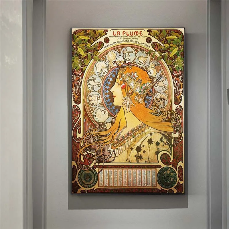 Alphonse Mucha Slávny Ilustračného umenia Tlač na Plátno Plagáty A Vytlačí Klasických secesných Žena Umenie Fotografie Domova