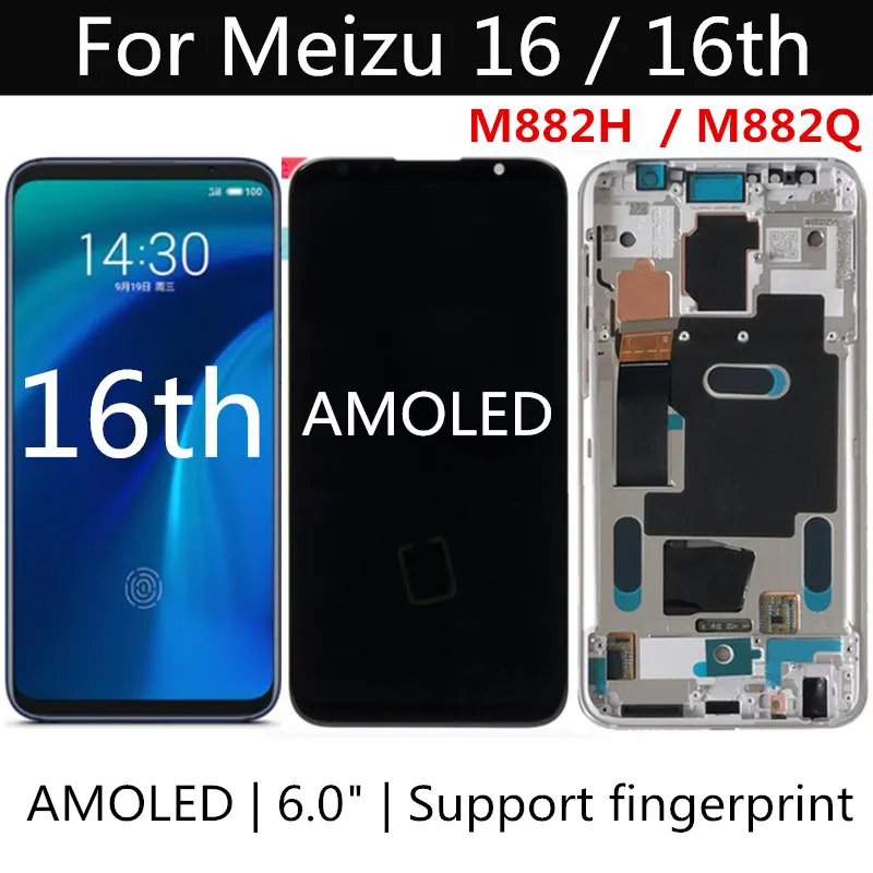 AMOLED PRE Meizu 16 LCD Displej Dotykový Displej Náhradné Príslušenstvo pre Meizu 16. M882H / M882Q LCD