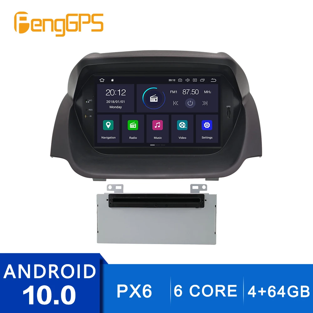 Android 10.0 CD DVD Prehrávač Pre Ford Fiesta 2013-2016 Dotykový Multimediálny GPS Navigačný Zrkadlo Odkaz PX6 4+64 G Headunit WIFI