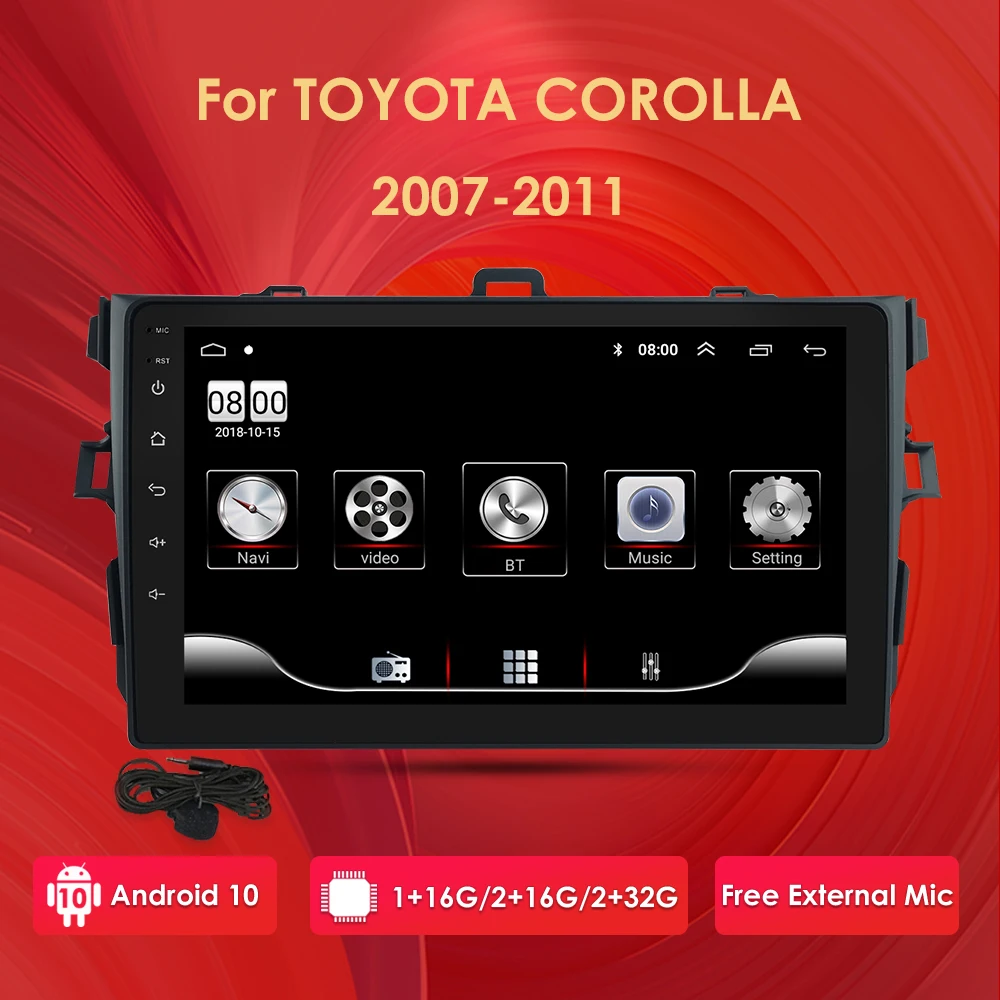 Android 10 autorádia 2Din Multimediálny Prehrávač Pre Toyota COROLLA 2007-2011 s wifi 4G bluetooth OBD2 TV zrkadlo odkaz