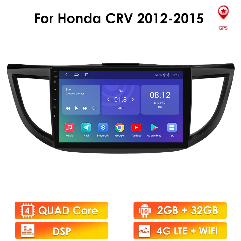 Android autorádia GPS Prehrávač pre Honda CRV 2012 -Stereo Multimediálne DVR Navigáciu Multimediálne 10.1-Palcový Dotykový Displej, WiFi,