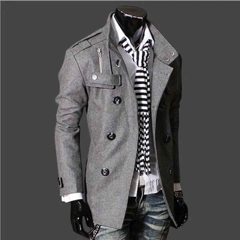 Anglicko štýl móda stojan golier a dvojité breasted vlny kabát mužov originálne pánske Oblečenie slim fit jaqueta masculina ndy8