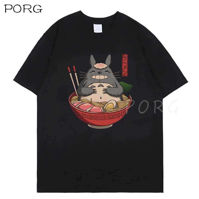 Anime Studio Ghibli Totoro Mens T Košele Harajuku Japonský Streetwear Mimoriadne Č Tváre, T-Shirt Mužov Nadrozmerné T tričko