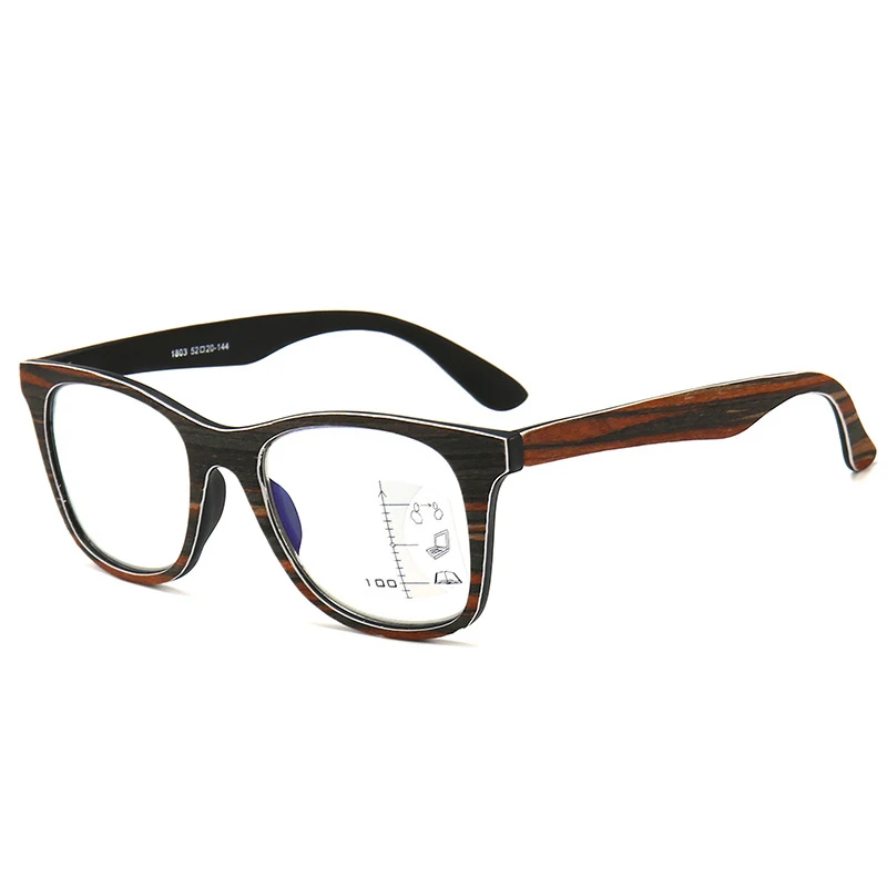 Anti-Blu-ray Okuliare na Čítanie Progresívna Multifokálna Presbyopia Okuliare Muži Ženy Retro Woodgrain Imitácia Rám Okuliarov