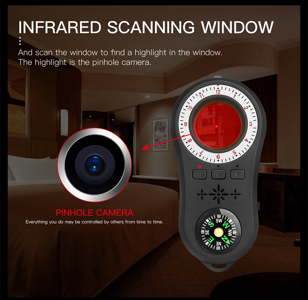 Anti - Spy Detektor Bezdrôtový Objektív Fotoaparátu Skryté Signál Zariadenia Finder Súkromie Chrániť Bezpečnosť Mini Travel Otrasový Snímač Anti-Thef