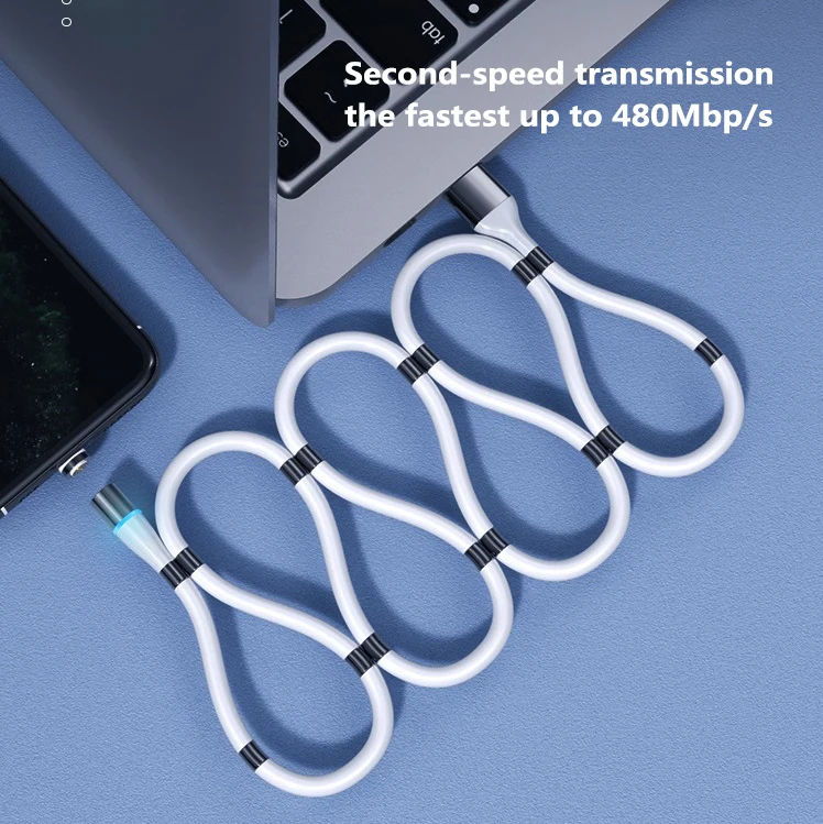 Anti-vinutia magnetických 3A rýchle nabíjanie kábel Pre iphone USB typu C konektor micro USB 3 v 1 nabíjanie prenos údajov kábel, pre mobilné telefóny