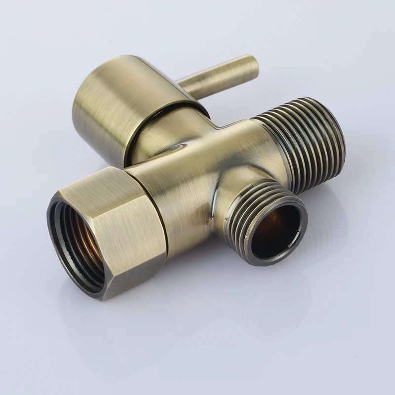 Antique Brass uhol ventil 7/8*7/8*1/2 T-adaptér s uzatvárací Ventil, 3-pásmový Tee Konektor pre Ručné Bidet 15/16