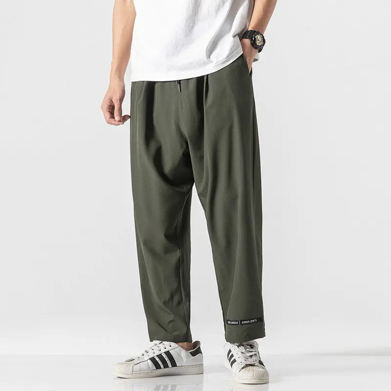 Aransue Nové pánske Jar Leto jednofarebné Nohavice Harajuku Bežné Hippie Streetwear Módy Nohavice,#698