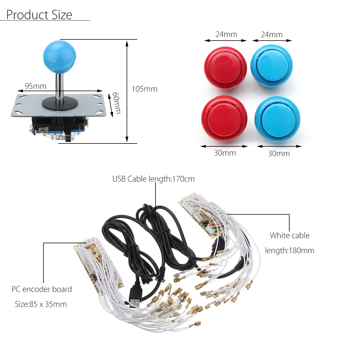 Arcade Ovládač DIY LED USB Encoder+Ovládač+Lesk Tlačítka+Káble Pre Arkádová Hra pre MAME pre Raspberry Pi AC60