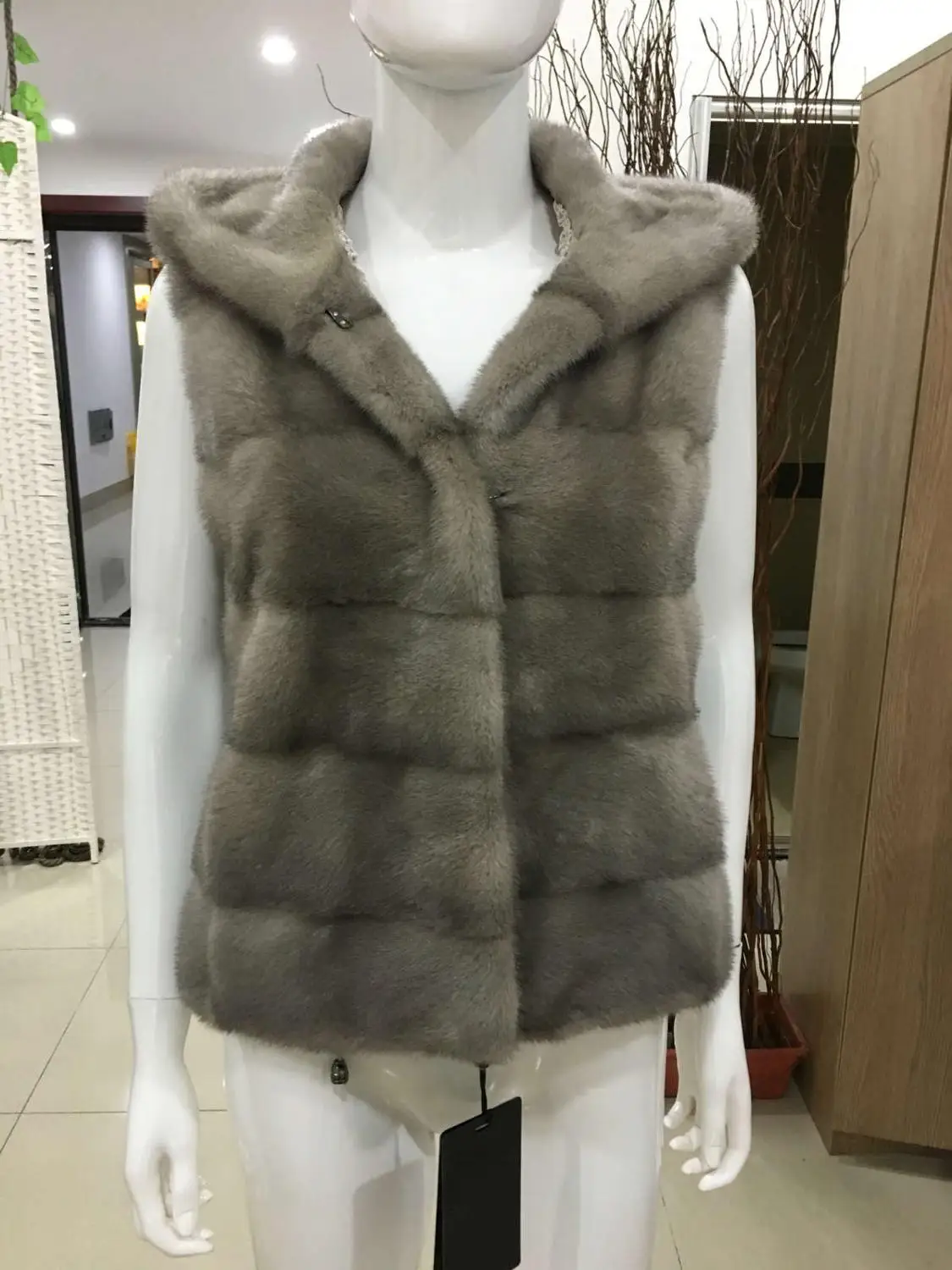 Arlenesain 2019 customnew dizajn šedá farba real noriek kožušiny vesta s noriek klobúk ženy bunda