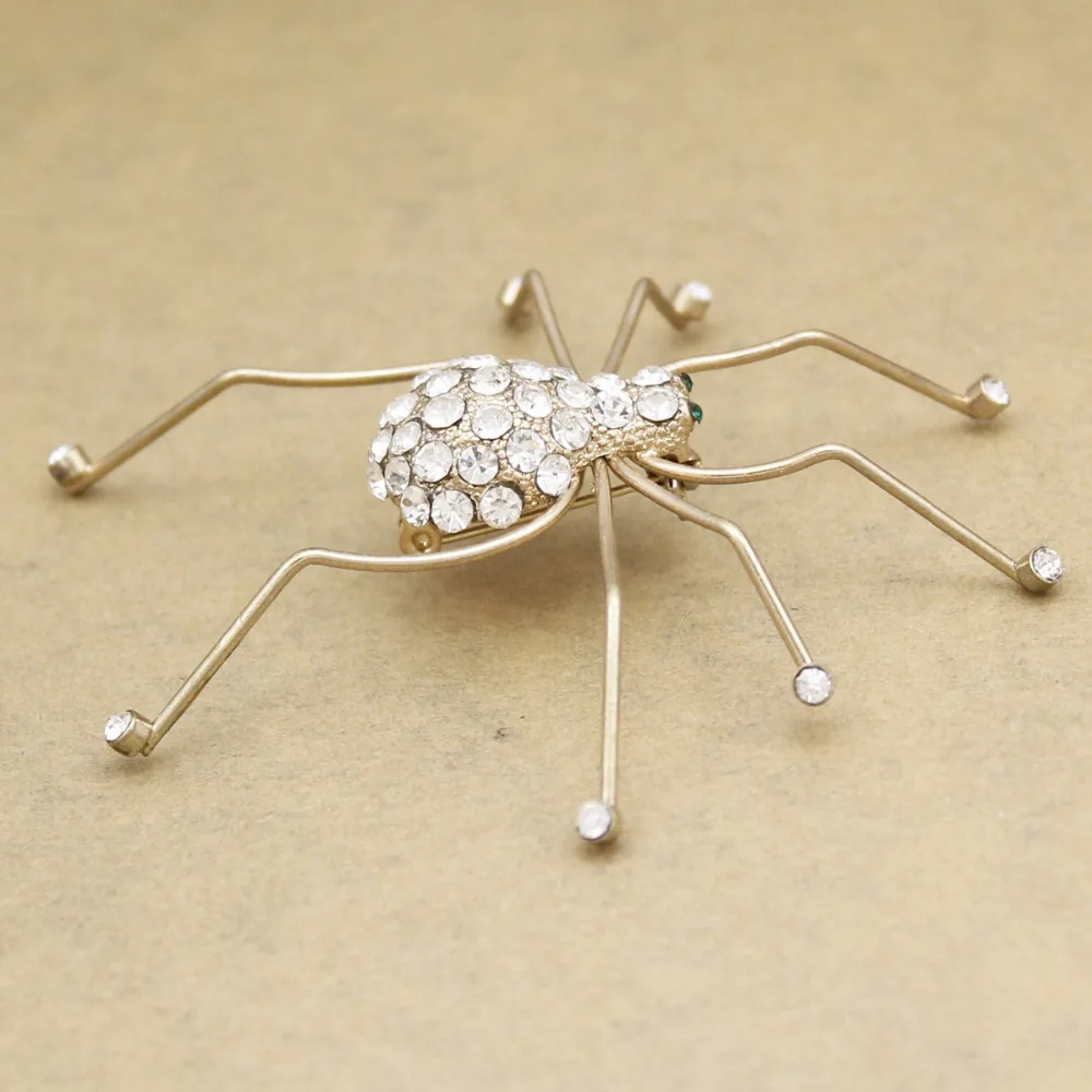 Art Nouveau Zlato Veľký Pavúk Hmyzu Crystal Klobúk Kravatu Klope Šatku Pripnúť Odznak Kolektívne Brošne Ženy TEA PARTY Anime Šperky