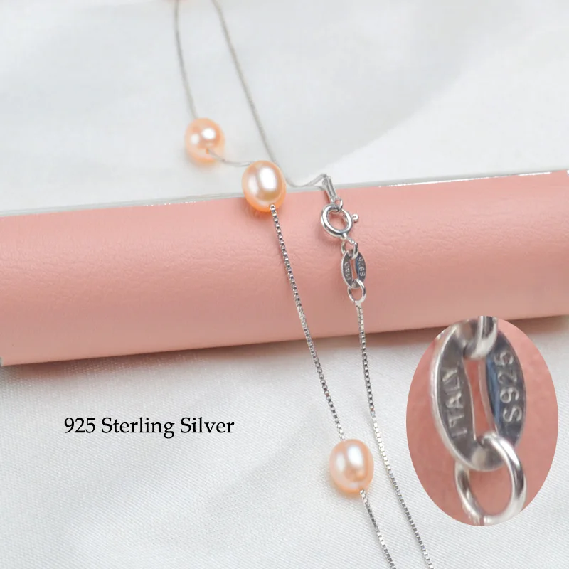 ASHIQI Skutočné Prírodné Sladkovodné Perlový Náhrdelník Prívesok Pre Ženy s 925 Sterling Silver Chain Módne Šperky