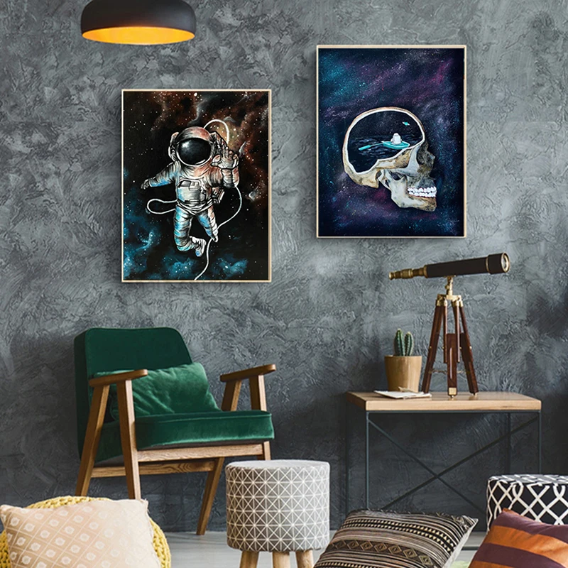 Astronaut Priestor Sníva Hviezdy Limit Plátno Maľovaní Plagátov a Tlačí na Steny Umenie Nordic Obrázky pre Obývacia Izba Domov Decoracion