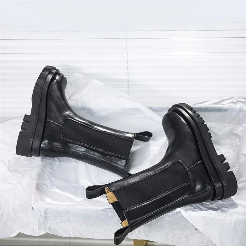 ASUMER VEĽKOSŤ 35-40 Kožené Chelsea boots ženy pošmyknúť na jednoduché kolo prst platformu topánky žena zimné polovici teľa topánky dámske topánky
