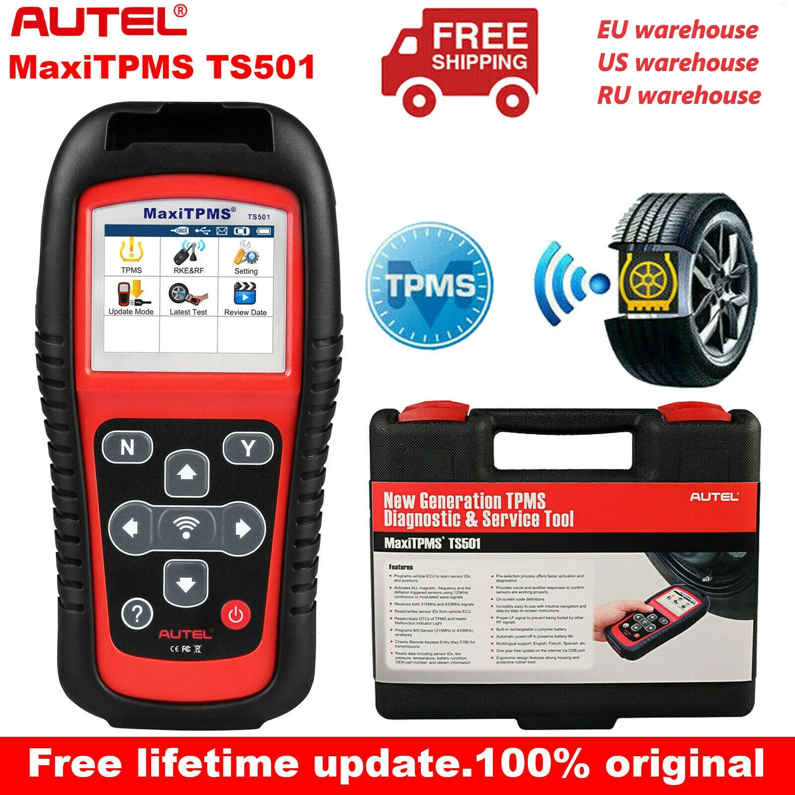 Autel MaxiTPMS TS501 OBD2 Auto Diagnostické Tlaku v Pneumatikách, Senzor & Code Reader