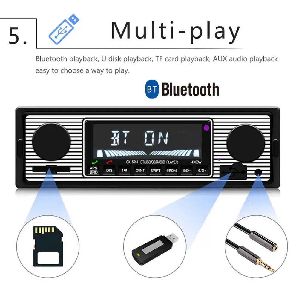 Auto Auto, Rádio, Bluetooth Vintage Bezdrôtové pripojenie MP3 Prehrávač Multimediálnych súborov Stereo AUX, USB FM 12V Klasické Stereo Audio Prehrávač Auto Elektrické