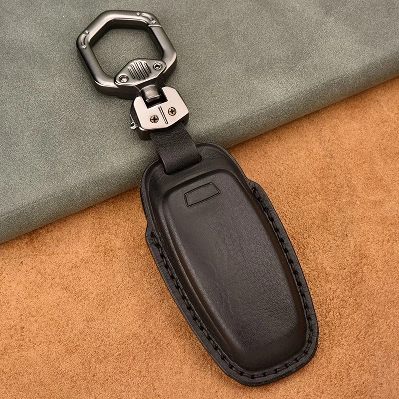 Auto Kľúč, Kryt pravej Kože Tlačidlo Prípade, vhodné na Audi A6 C8 A7 A8 Q8 2018 2019 2020 Tlačidlo Prípade Chrániť Keychain Krúžok na kľúče