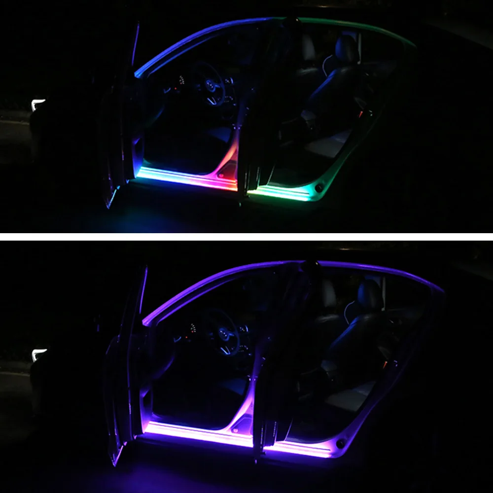 Auto Osvetlenie Interiéru LED Automatické Dvere Vitajte na Čítanie Flexibilné Pásy Diaľkové Ovládanie RGB Farba Underglow Systém, Podvozok Neónové Svetlo