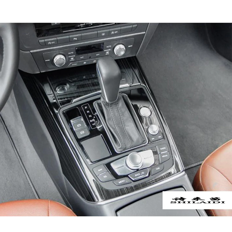Auto Styling Pre Audi A6, A7 Vody Držiak týka Nálepky Gear Shift control Panel (Ovládací Panel Výbava Uhlíkových vlákien Auto interiérové Doplnky