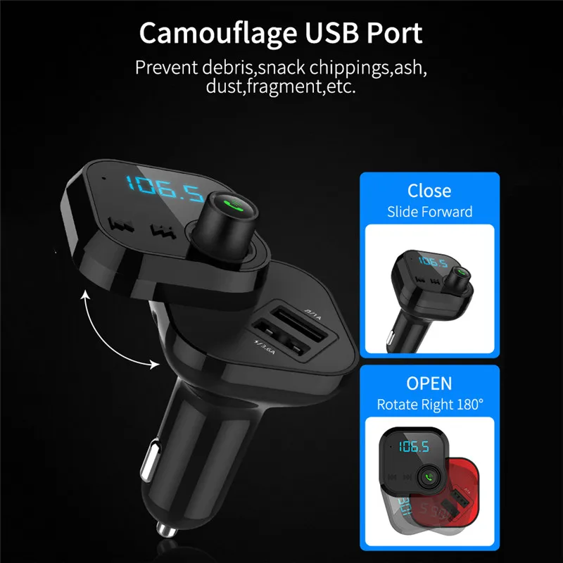 Auto Usb Nabíjačka pre Xiao Mi 10 Pro MP3 Prehrávač, Bluetooth, FM Súprava Hands-Free Dual USB Nabíjanie Ladowarka Samochodowa