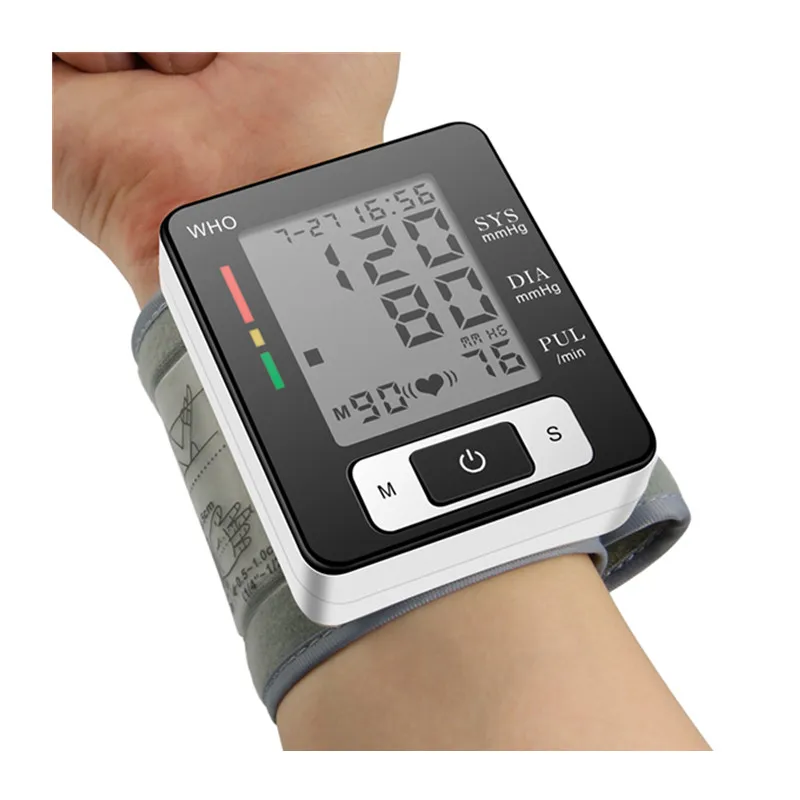 Automatické Zápästie Krvný Tlak monitor Srdcového Rytmu Meter Stroj LCD digitálny displej Presne meranie prevádzky na Batériu