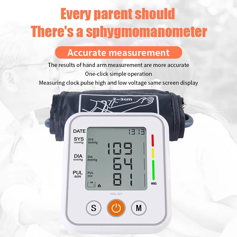 Automatický Monitor Krvného Tlaku Hornej končatiny, Pulz Rozchod Meter BP Srdce Biť Hodnotiť Tonometer Digitálny LCD Sphygmomanometer