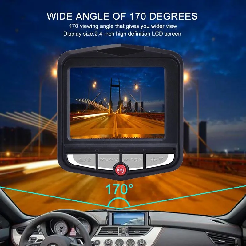 Automobilové DVR HD 1080P Dash Kamery počas Jazdy Video Rekordér pre Nočné Videnie Slučky Nahrávanie 170 Stupňov Široký Uhol Detekcie Pohybu Dashcam