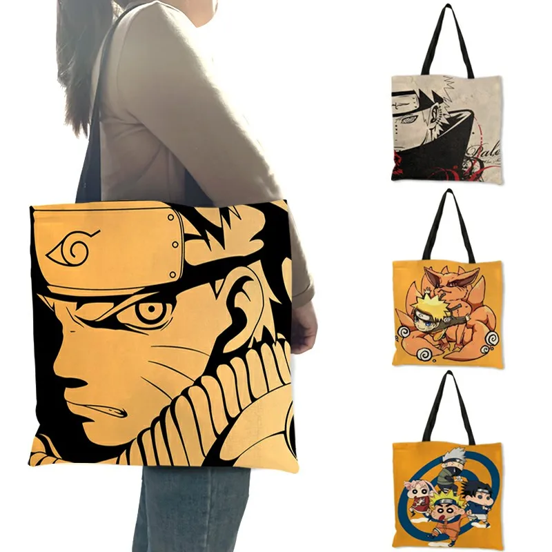 B06122 Eco Opakovane Nákupné Tašky pre Ženy Kabelky na Mieru Naruto Sasuke Tlač Taška cez Rameno Japonské Anime Kapsičky