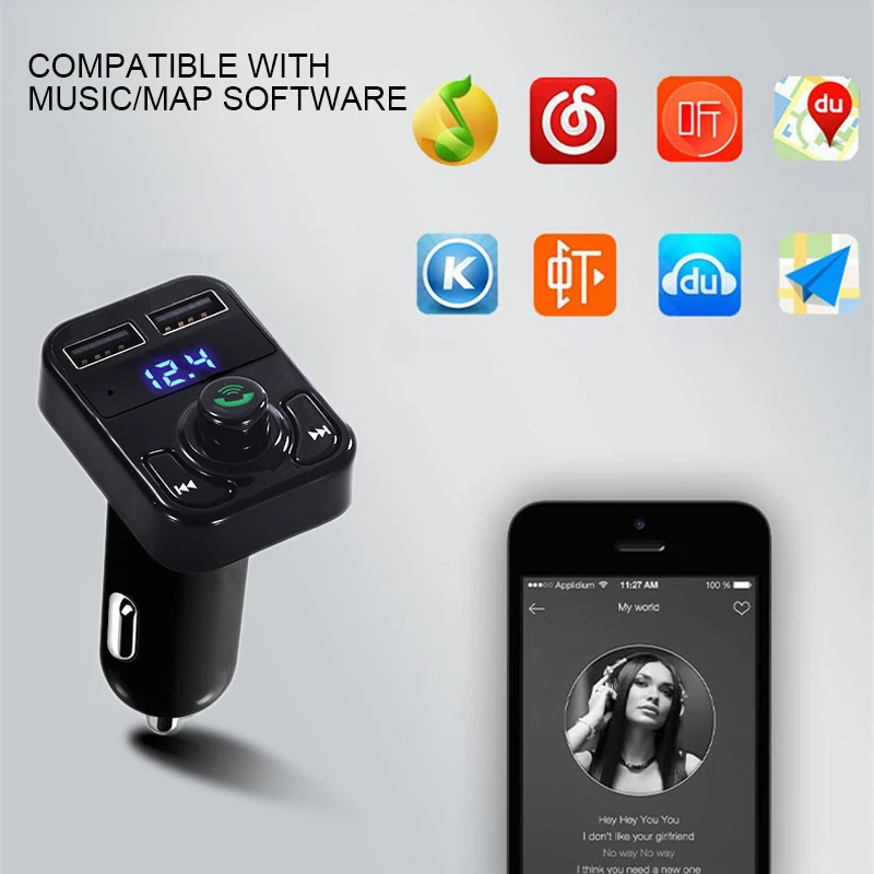 B3 Bluetooth 4.0, Automobilová Súprava Handsfree do Auta, FM Vysielač, MP3 Audio Prehrávač USB Nabíjačku NA