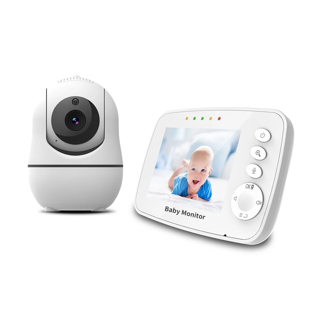 Baby Monitor s Diaľkovým Pan Tilt Zoom Kamera a 3.2 Palcový LCD Displej,EOENKK Infračervené Nočné Videnie (Biela)