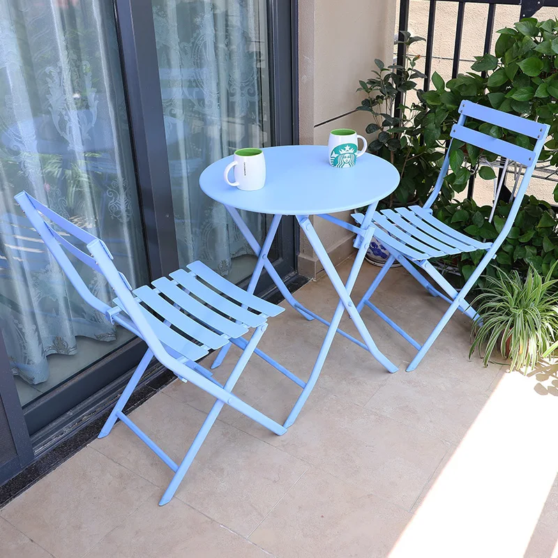 Balkón, stôl a stoličky tri-kus vonkajšie záhradné kované železné záhrada, terasa skladací stôl mlieko čaj kaviareň stoly a stoličky