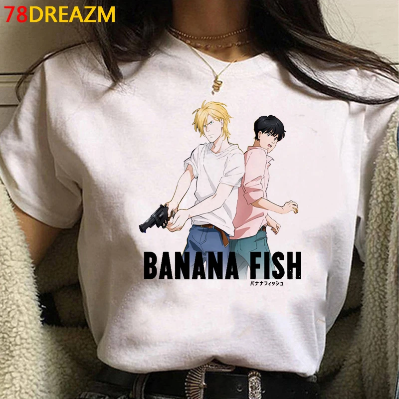 Banán Ryby tričko mužský pár 2021 japonský vintage t shirt estetické kawaii biele tričko