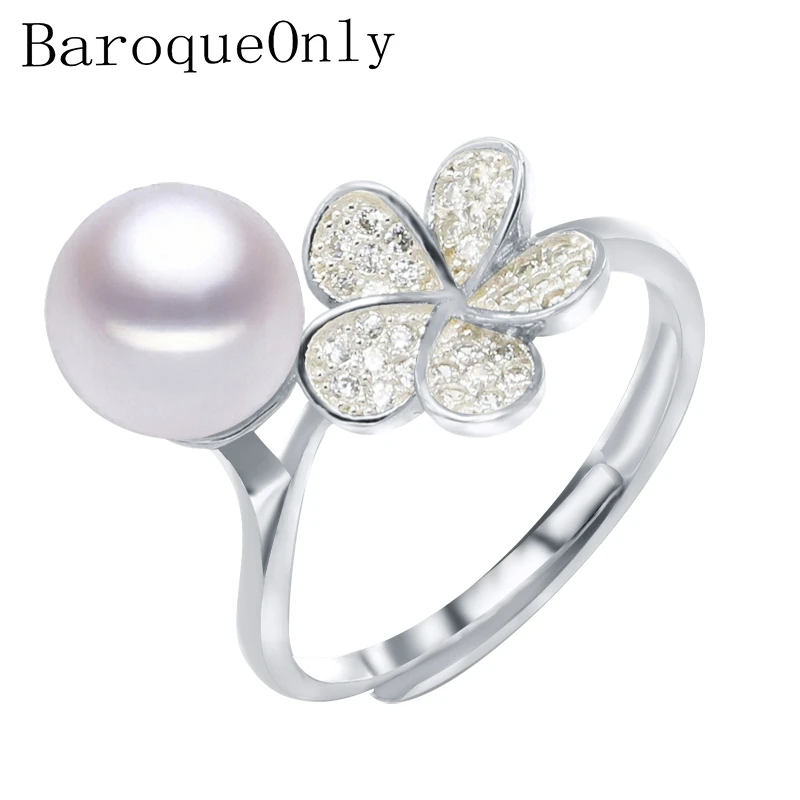 BaroqueOnly 2018 Nové wintersweet Mei kvet nastaviteľné prstene, Šperky, módne prírodné sladkovodné Perly pre ženy, darčeky RAR