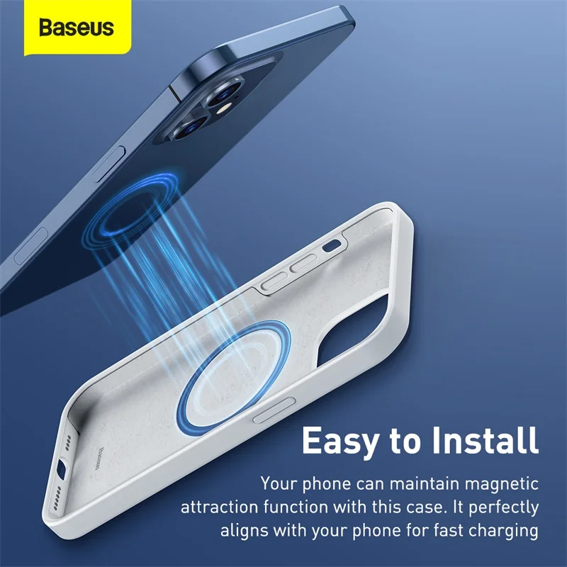 Baseus Magnetický Kryt Telefónu, Pre iPhone 12 Pro Kvapaliny Silica Gel Magnetické Prípade Telefón Prípade Jednoduché Protecter Zadný Kryt Pre iPhone