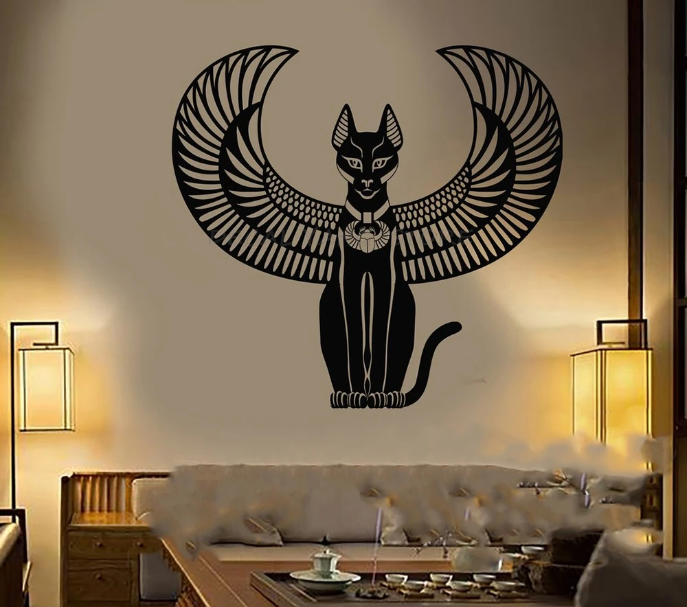 Bastet Vinyl Na Stenu-Nálepky Obtlačky Spálne Dekorácie Starovekých Egyptských Mačka Bohyňa Egypt Stenu Odtlačkový Nástenná Maľba Obývacia Izba