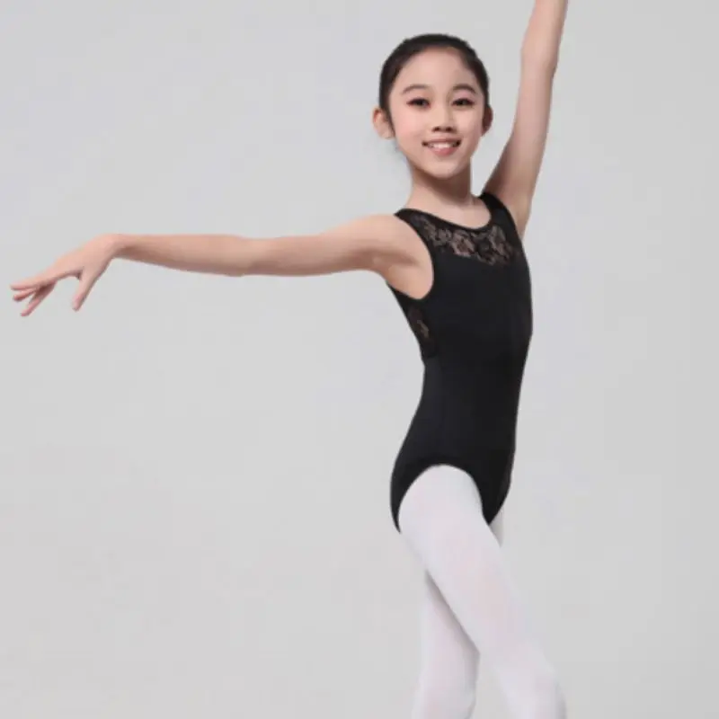 Bavlna Lycra Krajky Čiernej Nádrž Dance Trikot s otvorenou zadnou Dievčatá Balet Dancewear Dámske Kostýmy Kombinézu