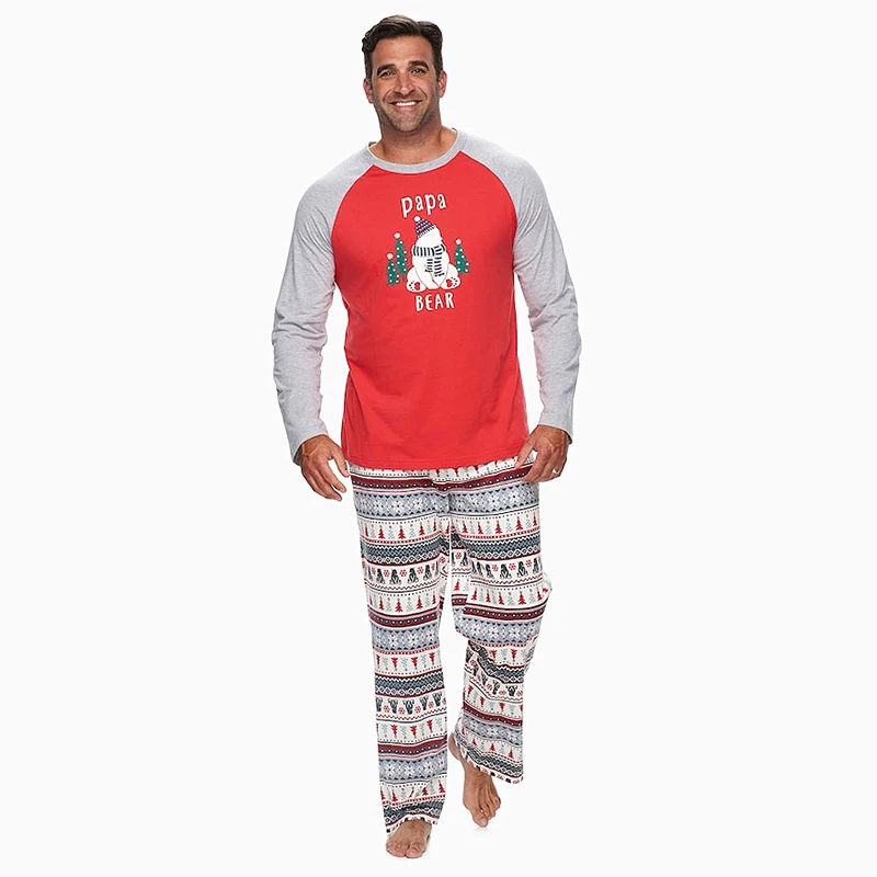 Bavlna Vianočné Pyžamo White Bear Deti Baby Dospelých Sleepwear Odev Vytlačené oblečenie pre voľný čas Rodiny Pyžamo d88