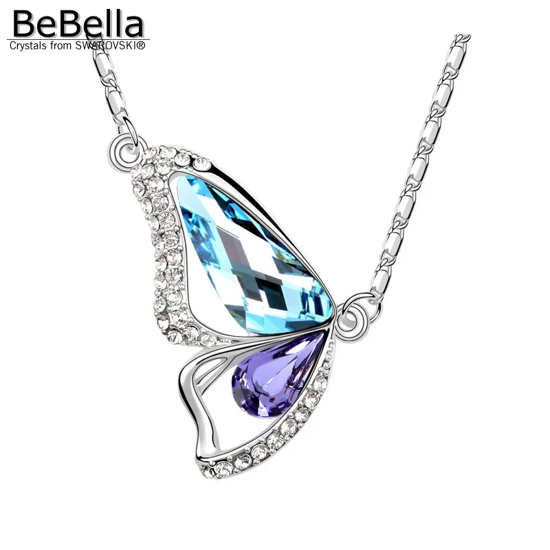 BeBella crystal prívesok motýľ náhrdelník s Kryštálmi od Swarovski pre ženy, dievča deti Vianočné módne šperky darček