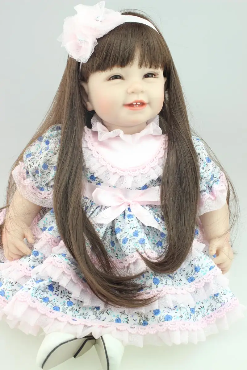 Bebes reborn dlhé vlasy princezná dievča silikónové dieťa reborn bábiky 22