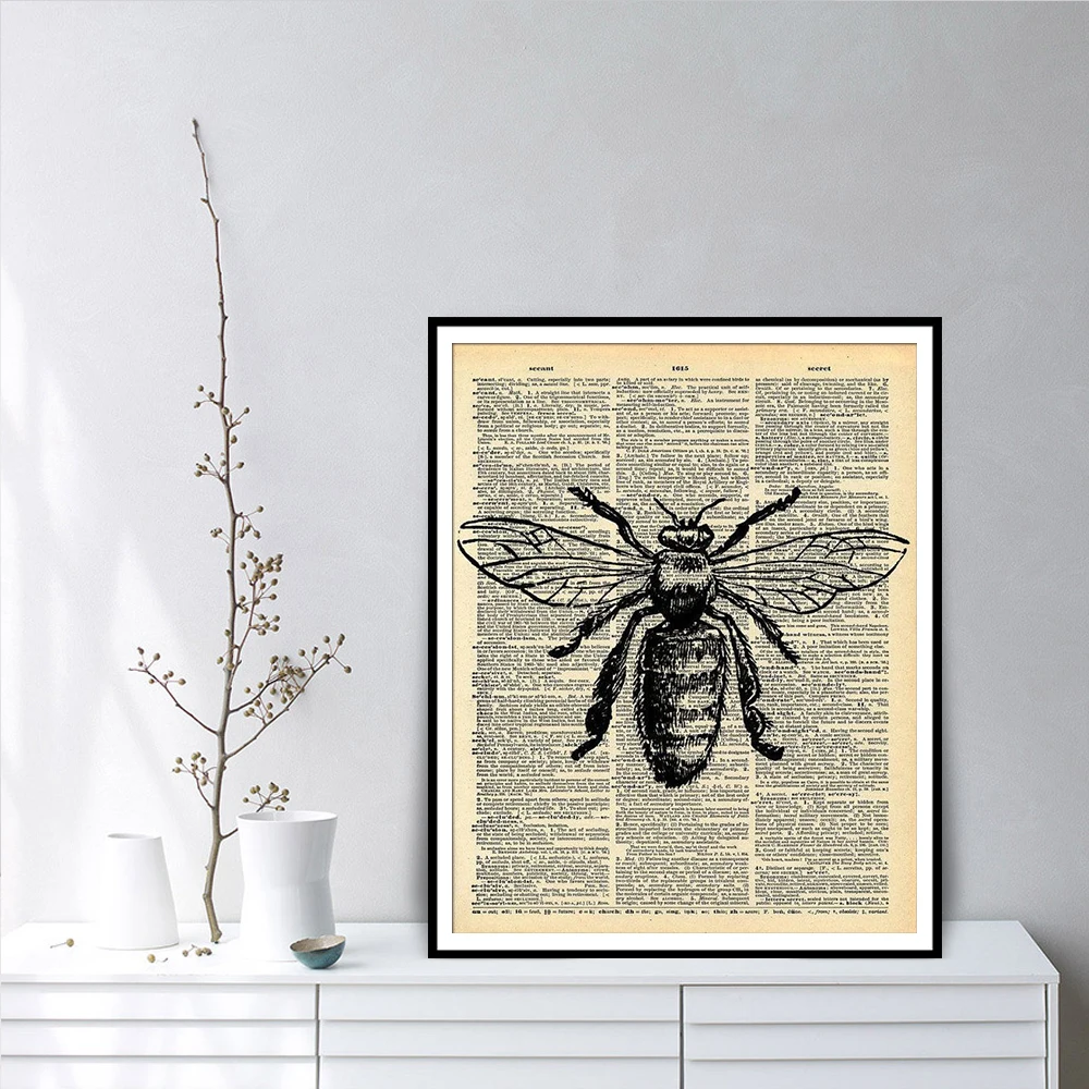 Bee Slovník Umelecké Dekoratívne Nástenné Obrazy Zvierat Moderné Domáce Dekorácie Na Stenu Umenie Plagáty A Výtlačky
