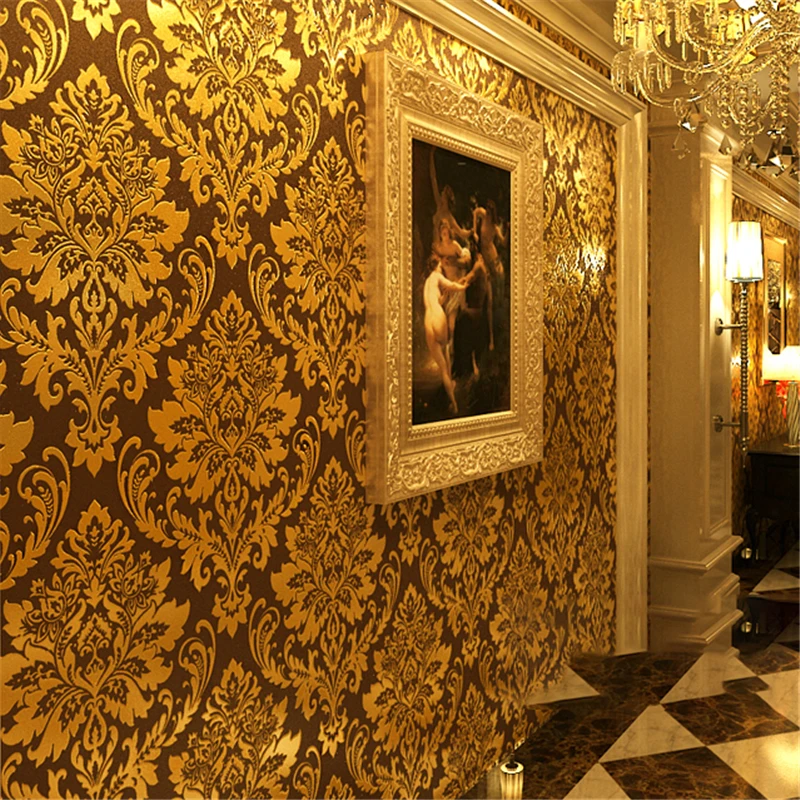 Beibehang Luxusné Zlaté Fólie, Tapety 3D Kvetinovým Pruhované Tapety Roll Obývacia Izba TV na Stenu Papier Nepremokavé Abstraktných De Parede Roll