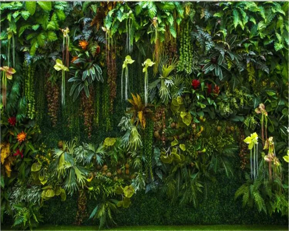 Beibehang Vlastné Foto Tapety nástenná maľba Tropickom dažďovom pralese kvet rastliny zelenej listovej Stenu, Dekoratívne Maľby, tapety domova