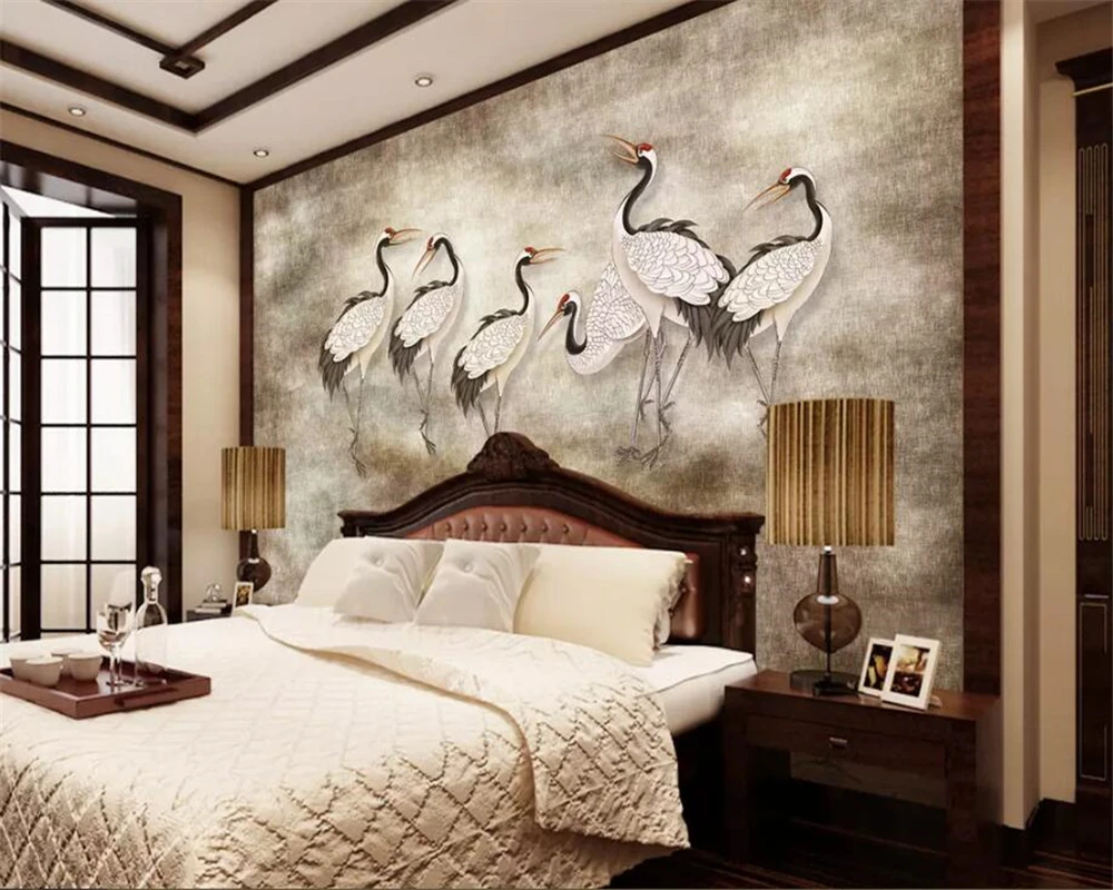 Beibehang Vlastnú tapetu 3D retro žeriav olejomaľba moderné abstraktné umenie, nástenné maľby obývacia izba, spálňa tapety tapety