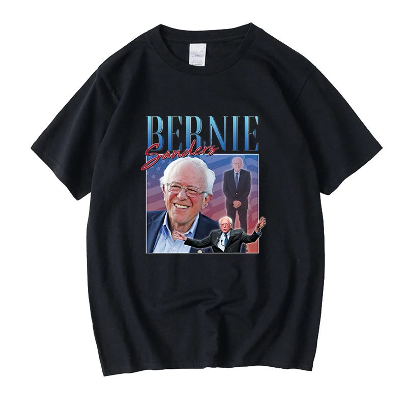 Bernie Sanders 90. rokov Vintage Unisex Čierne Tričko Mužov Tričko Bežné Retro Grafika Tričká Bavlnené tričko Muž Žena Tees Topy