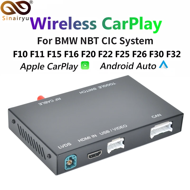 Bezdrôtové CarPlay Android Auto pre BMW F20 F21 F22 F23 F30 F31 F32 F33 F34 F36 F01F56 NBT CIC systém Mirrorlink Kompatibilné IOS